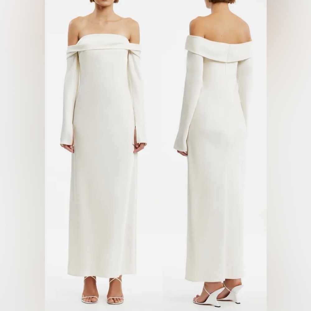 NEW Significant Other Nadia Off the Shoulder Long Sleeve Satin Maxi Dress sz 6